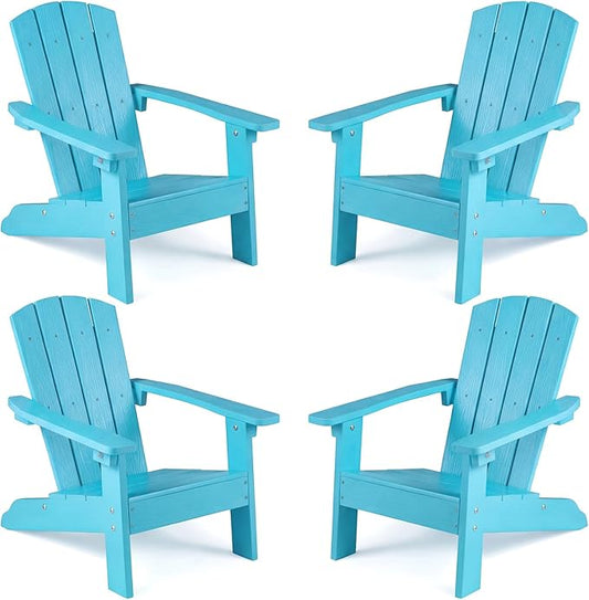 Giantex Kids Adirondack Chair, All-Weather HIPS Children's Outdoor Chair w/Ergonomic Design, Toddler Lawn Chairs for Age 3-8, Kids Beach Chair for Garden Patio Backyard (4,Turquoise)
