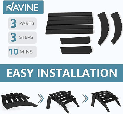 Adirondack Ottoman, Folding Adirondack Ottoman for Adirondack Chair, HDPE All Weather Outdoor Footstool for Patio, Backyard, Porch, Garden, Black