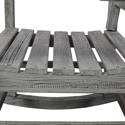 Oversized Wooden Rocking Chair for Porch & Patio, 21" Wide Seat High Back Fir Wood Rocker, Heavy Duty 300 lbs Outdoor Indoor Rocking Chair for Garden, Balcony, Living Room,Gray