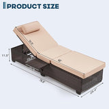 Outdoor Lounge Chairs, Pool Lounge Chairs Set of 2, Outdoor Chaise Lounge with Adjustable Backrest & Cup Holder - Photo 2