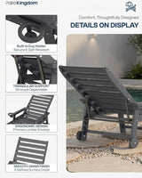 5-Position Adjustable Lounge Chair Outdoor, HDPE Outdoor Chaise Lounge with Cup Holder & Wheels - Photo 3