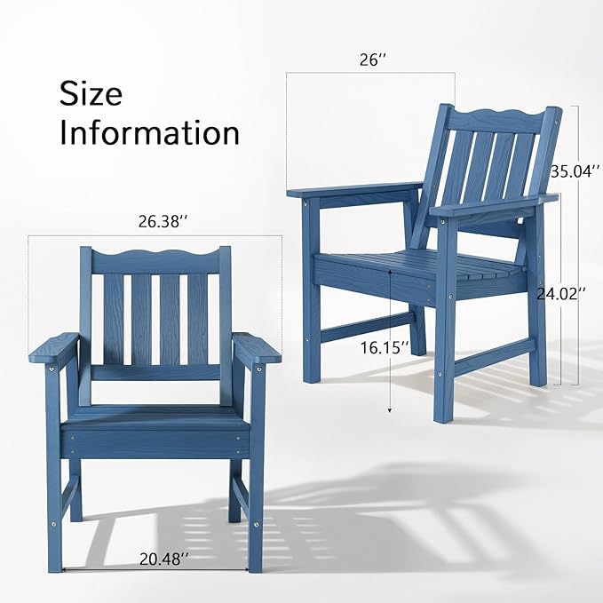 Stoog Outdoor Bench & Chairs Set, All-Weather Patio Furniture Set, Include 2 Patio Chairs and 1 Patio Bench, for Porch - Photo 8