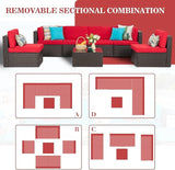 Vongrasig 7 Pieces Patio Furniture Sets, Outdoor All-Weather Wicker Patio Conversation Sets - Photo 4