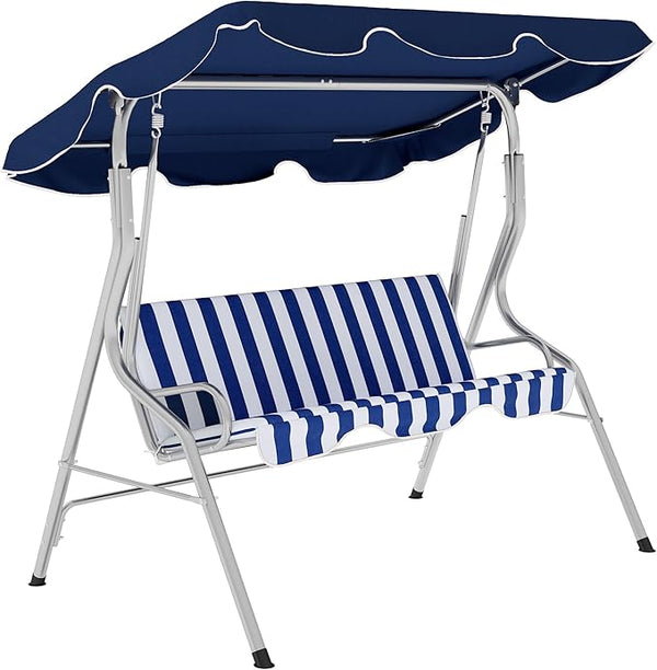 Outsunny 3-Person Porch Swing with Canopy, Patio Swing Chair, Outdoor Canopy Swing Bench with Adjustable Shade - Photo 1