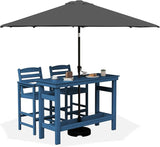 SERWALL Outdoor Bar Set with 9ft Umbrella, All-Weather HDPE Patio Bar Chairs and Table, Outdoor Furniture Set - Photo 1