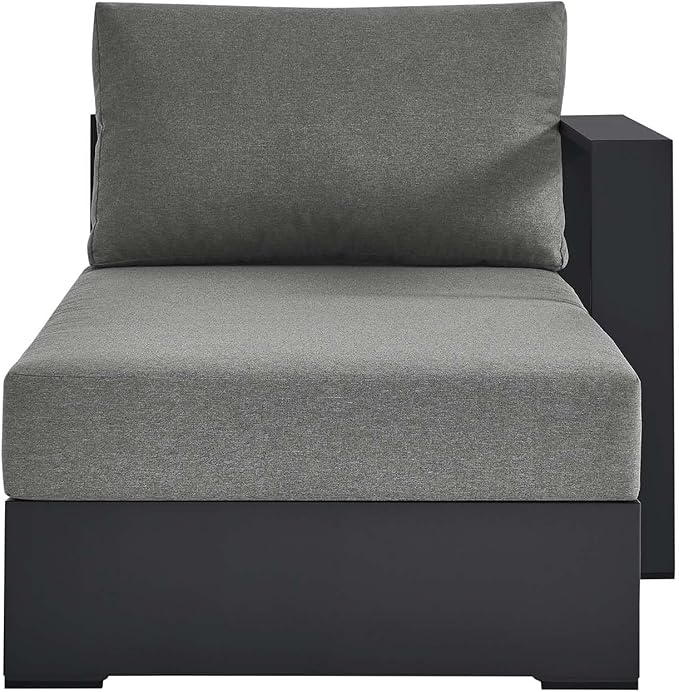 Modway Tahoe Powder-Coated Aluminum Outdoor Chaise Lounge in Gray Charcoal with Weather-Resistant Cushions - Photo 6