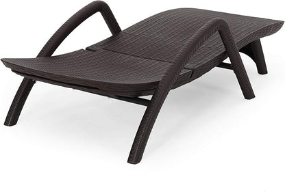 Christopher Knight Home Blanche Outdoor Faux Wicker Chaise Lounges (Set of 2), Dark Brown