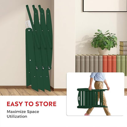 Costaelm Outdoor Adjustable Highback Folding Patio Dining Chair, HDPE Armrest Poly Lumber Restaurant Bistro Dining Chair for Outside Porch Backyard Garden, Dark Green
