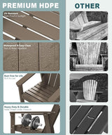 Adirondack Chair Set of 2, All Weather HDPE Fire Pit Chairs, Oversized Plastic Adirondack Chair for Outdoor, Balcony - Photo 4