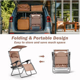 Goplus Zero Gravity Chairs, X-Large Folding Lounge Lawn Chair w/Canopy Shade & Cup Holder - Photo 7