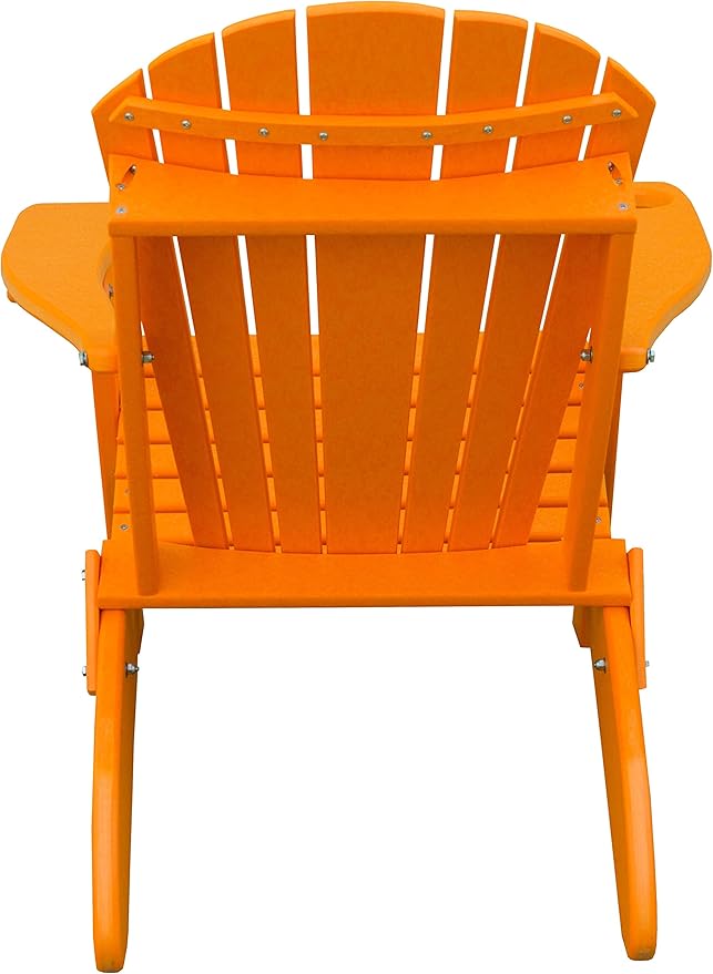 Furniture Barn USA Poly Folding Adirondack Chair with Smart Phone Holder, Tangerine