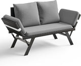 TAVATA Outdoor Patio Sofa, Woven Rattan Patio Loveseat with Adjustable Armrests & Removable Cushions - Photo 1