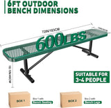 6FT/72INCH Heavy Duty Metal Garden Park Bench for Outside, Weatherproof Commercial Industrial Outdoor Garden Benches - Photo 2