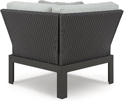 Signature Design by Ashley Beachloft Right-Arm Facing Casual 6-Piece Outdoor Sectional with Cushion and 6 Throw Pillows, Light Gray