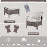 Belord 4 Pieces Wicker Patio Furniture Set Outdoor Patio Chairs with Ottomans All Weather Rattan Outdoor High Back Deep - Photo 3