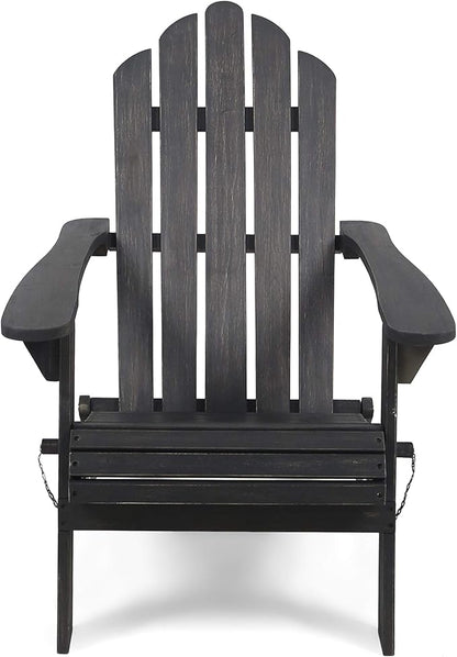 Christopher Knight Home Cara Outdoor Foldable Acacia Wood Adirondack Chair, Dark Gray Finish