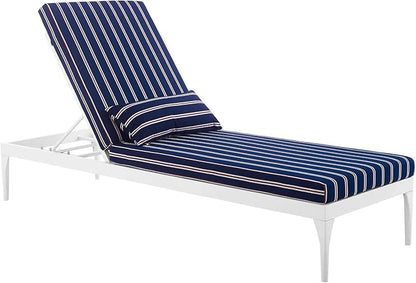 Modway EEI-3301-WHI-STN Perspective Cushion Outdoor Patio Chaise Lounge Chair, Blue