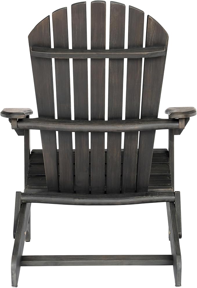 Malibu Adirondack Chair,Patio Seating,Acacia Wood,Dark Gray