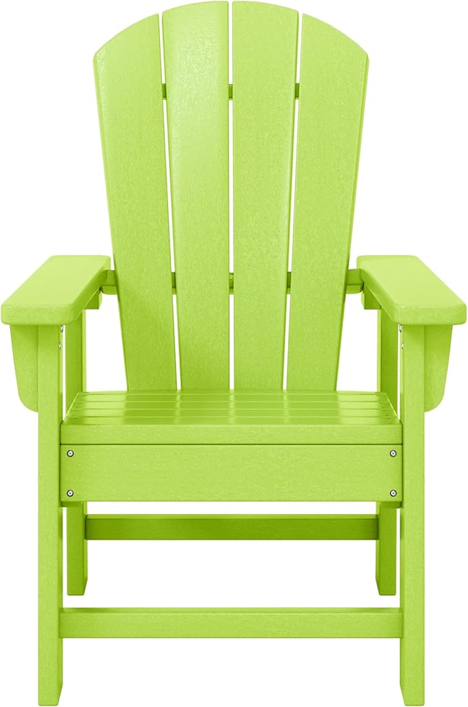 WestinTrends Malibu Kids Outdoor Adirondack Plastic Patio Chair (Set of 2), Lime