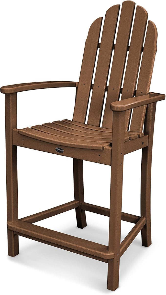 POLYWOOD Adirondack Counter Height Chair, Teak