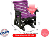 Amish Craftsmanship Made in USA 2FT Heavy Duty Poly Lumber Wood Porch Patio Glider HDPE with No wood fibers Lancaster - Photo 2