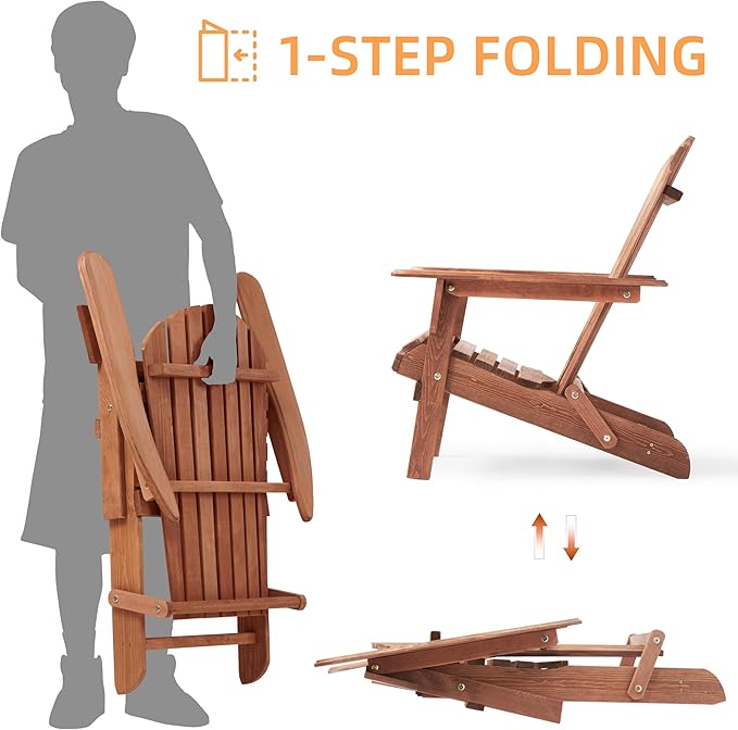 Wooden Folding Adirondack Chair Set of 6 - Photo 5