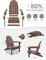 Folding Adirondack Chair - Durable HDPE Poly Lumber All-Weather Resistant - Photo 3