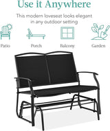 Best Choice Products 2-Person Outdoor Patio Swing Glider Steel Bench Loveseat Rocker for Deck, Porch w/Textilene Fabric - Photo 7