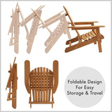 Casafield Folding Adirondack Chair, Cedar Wood Outdoor Fire Pit Lounge Chairs for Patio, Deck, Yard - Photo 3