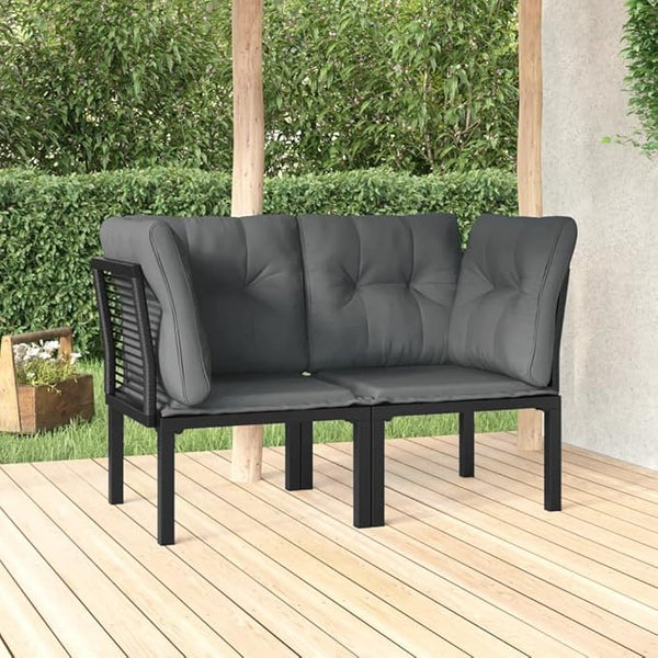 Corner Chair Black Dark Grey Modular Design Durable Construction Outdoor Furniture Weather Resistant Cushions Compact - Photo 1