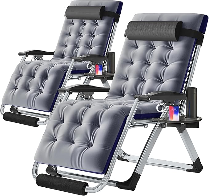 Slsy Zero Gravity Chair Oversized XL, Reclining Lounge Chair with Removable Cushion & Tray for Indoor and Outdoor, Patio Recliner Folding Reclining Chair