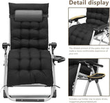 Zero Gravity Chair, Portable Folding Reclining Lounge Chairs with Adjustable Cushion and Cup Holder Trays for Outdoor - Photo 8