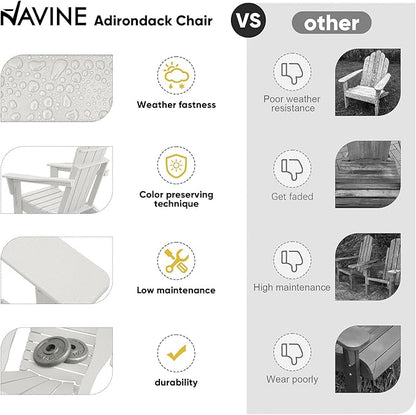 Adirondack Chair Set of 2, HDPE Folding Adirondack Chair with Multifunctional Cup Holder, Weather Resistant Fire Pit Chair for porches, patios, patios, poolsides, Decks.