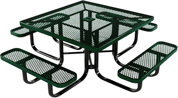 COATEDOUTDOORFURNITURE Heavy-Duty Portable Outdoor Kids Table with Umbrella Hole, Expanded Metal Kids Picnic Table - Photo 1