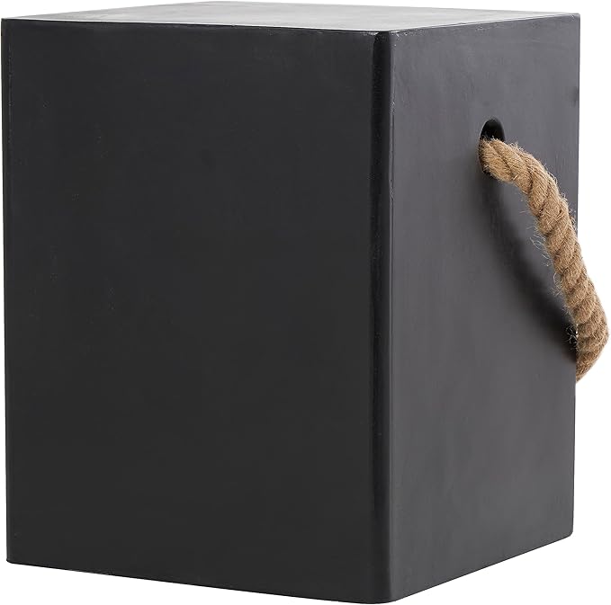 Deco 79 Magnesium Oxide Lightweight Outdoor Accent Table with Rope Handle, 15" x 15" x 18", Gray