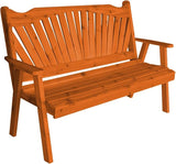 Furniture Barn USA Pine 5' Fanback Garden Bench, Redwood Stain - Photo 1