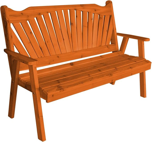 Furniture Barn USA Pine 5' Fanback Garden Bench, Redwood Stain