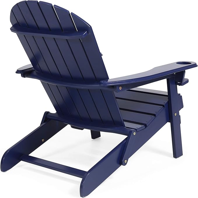 Christopher Knight Home Edmund Outdoor Acacia Wood Folding Adirondack Chair, Navy Blue