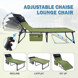 Folding Lounge Chair Outdoor with Insulated Cooler Bag Portable for Outside Patio Chaise Lounge Chair 5-Position with - Photo 5