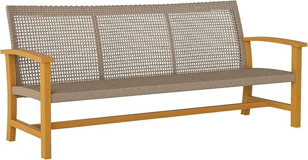 Outsunny Wicker Outdoor Couch, 3-Seat Rattan Outdoor Patio Sofa, 1000 lbs. Capacity - Photo 1