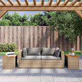 Set of 2 Outdoor Side Tables, Rectangular Patio End Table with Durable Synthetic Poly Rattan and Powder-Coated Steel - Photo 3