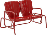 Crosley Furniture Ridgeland Retro Metal Outdoor Loveseat Glider, 2-Person Rocking Patio Bench for Porch - Photo 1