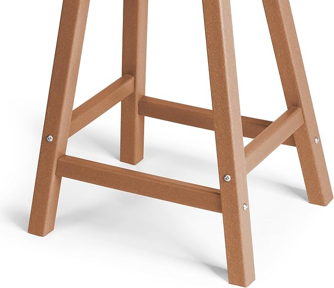 WestinTrends Malibu 24 Inch Outdoor Bar Stools, All Weather Resistant Poly Lumber Adirondack Counter Height Stools, Teak - Photo 9