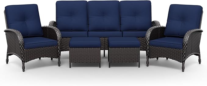 Joyside Wicker Patio Furniture Set, 5 Piece Outdoor Furniture Set with Thickened Cushions, High Back, Deep Seating - Photo 7