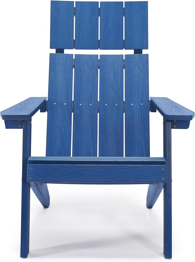 LUE BONA Modern Adirondack Chairs Set of 2, Navy Blue Plastic Adirondack Chair, High Back Poly Adirondack Fire Pit Chairs Weather Resistant, Patio Outdoor Chairs for Porch, Deck, Pool, Garden, 330LBS