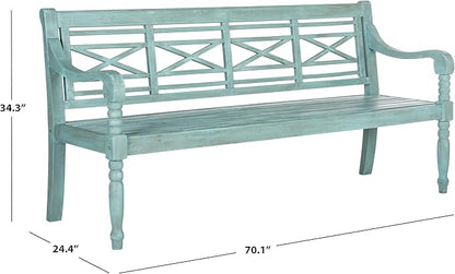 Safavieh Outdoor Collection Karoo Bench, Beach House Blue