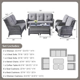 Rilyson Wicker Patio Furniture Set - 7 PC Rattan Outdoor Sectional Conversation Sets with 2 Rocking Swivel Chairs - Photo 3