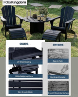 Black 6-Piece Folding Adirondack Chair Set with Cup Holders, Ottomans - Photo 7