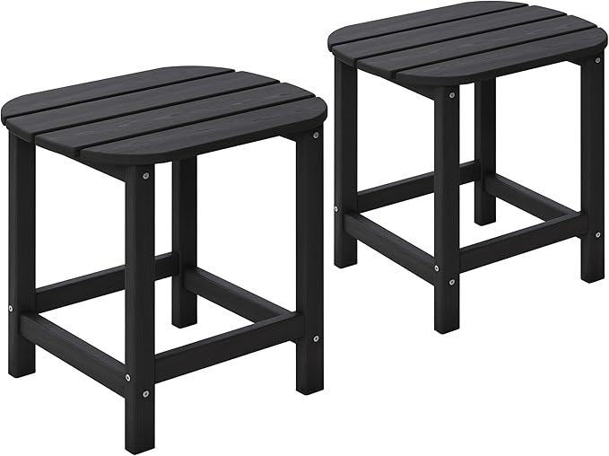 Outdoor 18" HDPE Side Table Set of 2 for Patio Porch Pool, Weather Resistant Standard End Table for Backyard and Indoor - Photo 1