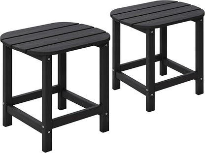Outdoor 18" HDPE Side Table Set of 2 for Patio Porch Pool, Weather Resistant Standard End Table for Backyard and Indoor, Easy Maintenance & Indoor Outdoor Durable Construction(Black)